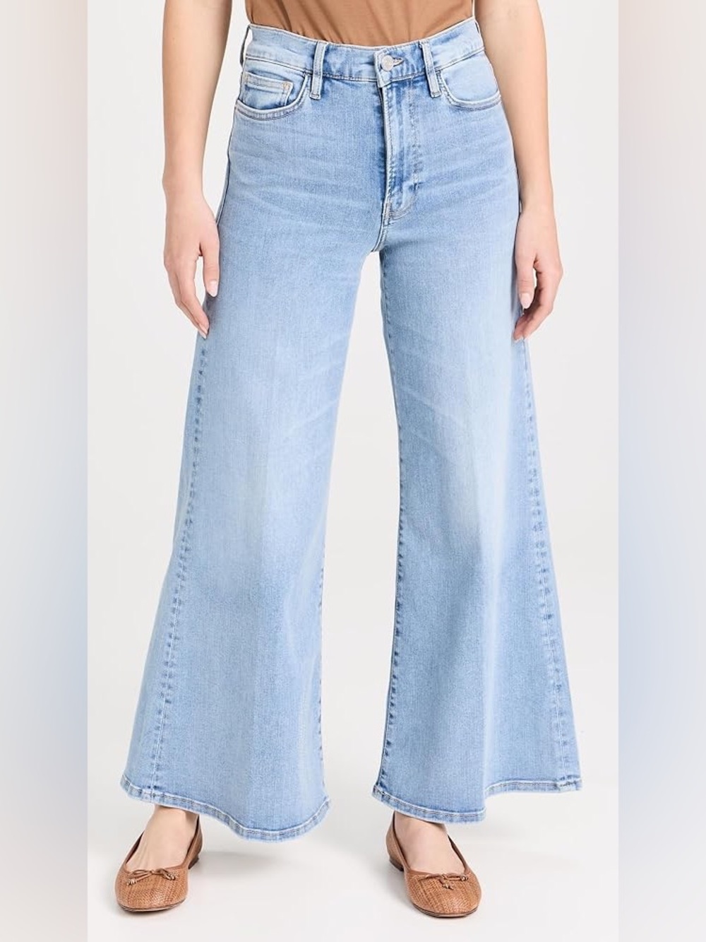 Frame Denim Le Palazzo Crop Light Blue Wide-Leg Jeans - Picture 1 of 5